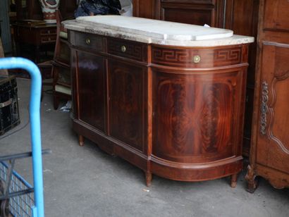 null Mahogany sideboard, opening with four doors including two curves and four drawers,...