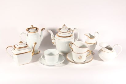 null Matching serving part in white porcelain with gold thread, including: two coffee...