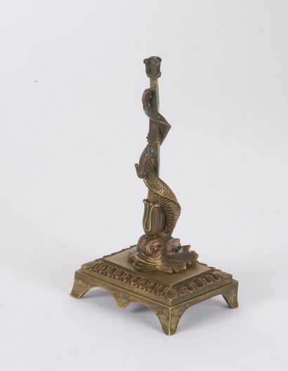 null Restoration period bronze watch-holder resting on a rectangular terrace decorated...