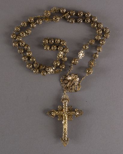 null Rosary in filigree vermeil 19th century 37,2 g.