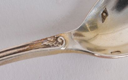 null An egg cup in Minerva silver 950 thousandths with cut decoration on two rows,...