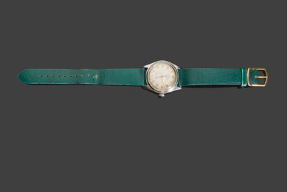 null Rolex oyster shock resisting circa 1940-45, wristwatch, round steel case, beige...