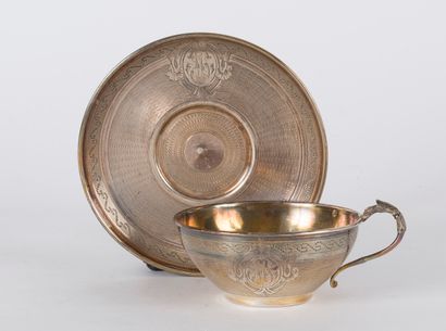 A cup and its under-cup in silver Minerve...