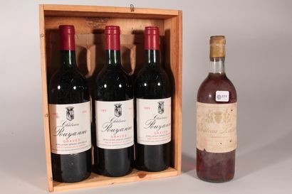 null 1975 - Château Hallet

Sauternes - 1 bottle 

1989 - Château Pouyanne

Graves...