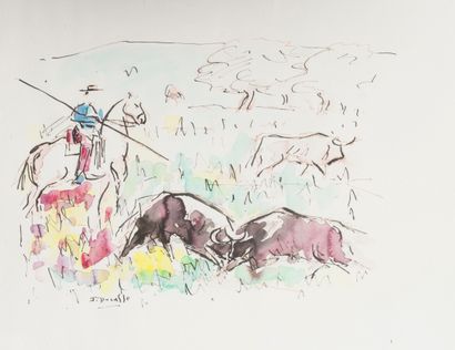 null Jean DUCASSE (1939-2011)

Toros en el campo.

Aquarelle et encre, signée en...
