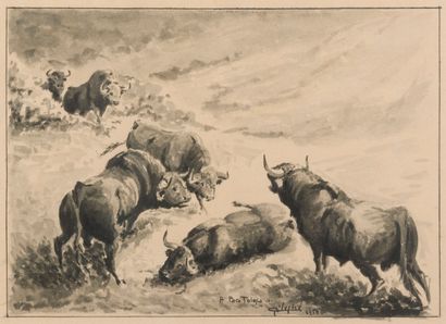 null 
Georges LESTIE (1918-2005)




Toros en el campo.




Ink and wash signed lower...