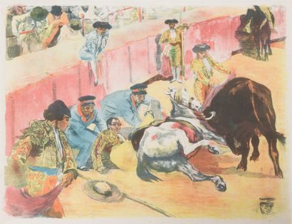 null D'APRÈS Alexandre LUNOIS (1863-1916)

Picador renversé.

Lithographie couleurs...