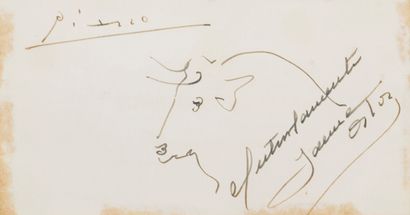 null Jaime OSTOS

Petit dessin de taureau, 

signature de Picasso apposée en parallèle....