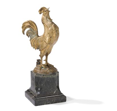 null AFTER Emile LAPORTE (1858-1907)

Rooster crowing. 

Proof in gilt bronze on...