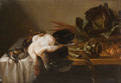 null ENTOURAGE DE Peter VAN BOECKEL (C. 1610-1673)

Nature morte aux légumes et volailles.

Huile...