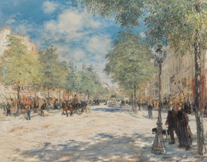 null Jean-François RAFFAËLLI (1850-1924)

Boulevard animé au printemps, Paris.

Huile...