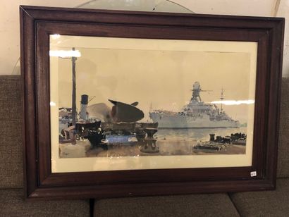 null Albert BRENET (1903-2005)

War ship in the harbour.

Watercolor and gouache,...
