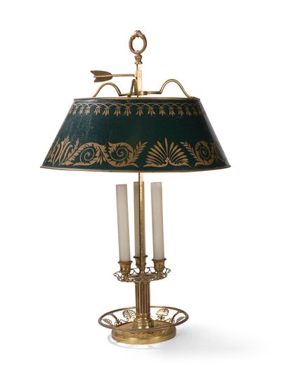 null GILDED BRONZE HOT WATER BOTTLE LAMP

with openwork decoration of palmettes,...