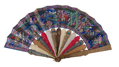 FAN AND ITS BOX 

China, Canton, late 19th...
