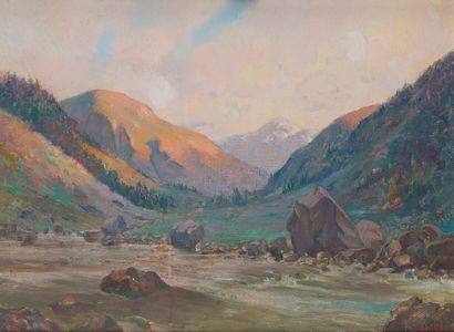 null Georges GONTHIER (1886-1969)

Paysage de montagne.

Huile sur toile signée en...