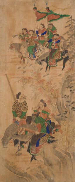 null EIGHT PAINTINGS ON SILK MOUNTED AS A FOLDING SCREEN 

Korea, 19th century.

Depicting...