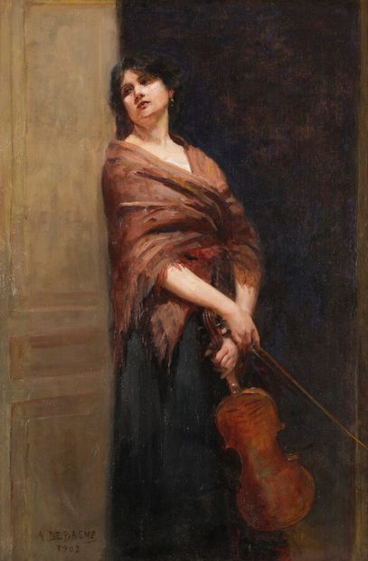 null Alphonse Jules DEBAENE (XIX-XX°)

La violoniste, 1902.

Huile sur toile, signée...