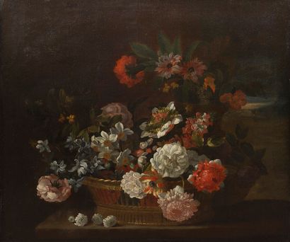 null IN THE TASTE OF MONNOYER.

Basket of flowers on an entablature.

Canvas.

In...