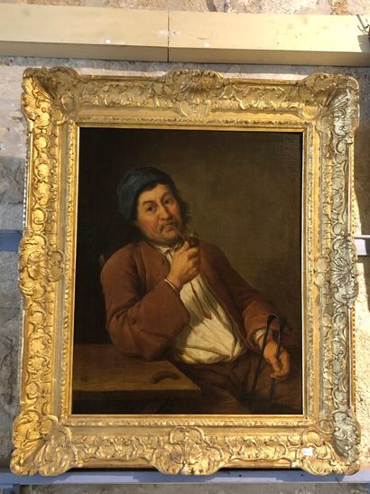 null ATTRIBUE A Charles-François HUTIN (Paris 1715-1779) 

Un fumeur. 

Toile.

80...