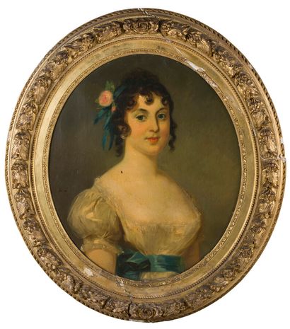 null ÉCOLE DU XIXe SIECLE

Portrait de jeune femme en ovale.

Huile sur toile signée...