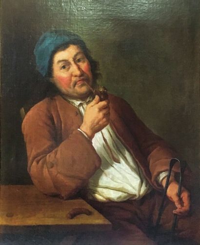 null ATTRIBUTED TO Charles-François HUTIN (Paris 1715-1779) 

A smoker. 

Canvas.

80...