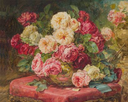 null Georges JEANNIN (1841-1925)

Roses in a vase, 1913.

Oil on canvas, signed and...