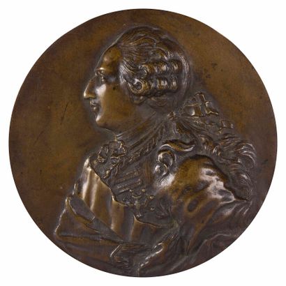 null MEDALLION IN BRONZE PATINA

representing Louis XV in profile.

Signed on the...