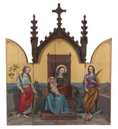null TRIPTYCH IN NEO-GOTHIC STYLE

presenting a Virgin and Child in majesty on a...