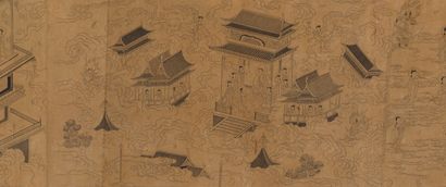 null INK PAINTING ON PAPER

China, 19th century.

Representing pavilions surrounded...