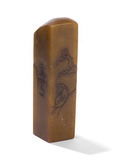 null THREE STEATITE SEALS

China, early 20th century

Square in cross-section, the...