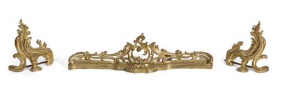 null GILDED BRONZE FIRE-BAR

with foliage decoration, Louis XV style.

A pair of...
