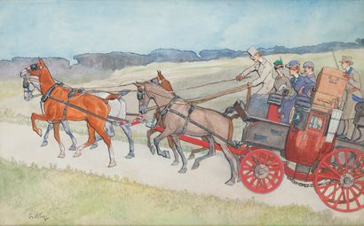 null CRAFTY (c.1840-1906)

The stagecoach.

Watercolour gouache on pen lines, signed...
