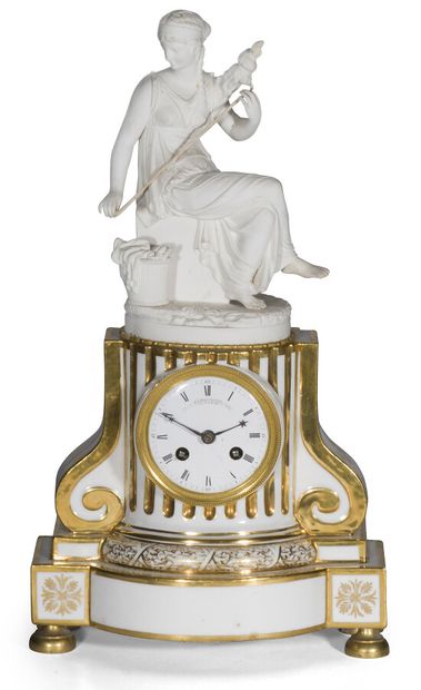 null PARIS - PORCELAIN CLOCK

in the form of a fluted column between two balusters...