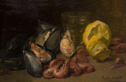 null Henri PRIVAT-LIVEMONT (1861-1936)

Still life with seafood, 1935.

Oil on panel,...