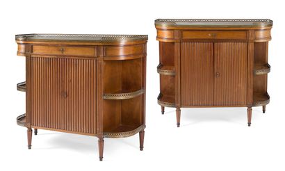 null PAIR OF MAHOGANY AND MAHOGANY VENEER SIDEBOARDS

opening with two leaves simulating...