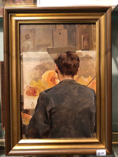 null Henri PRIVAT-LIVEMONT (1861-1936)

Presumed Self-Portrait at the Easel, 1893.

Oil...