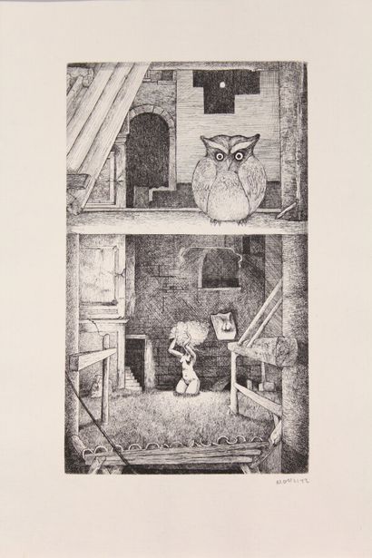 null After Philippe MOHLITZ (1941-2019)

Black etching on chine countersigned in...