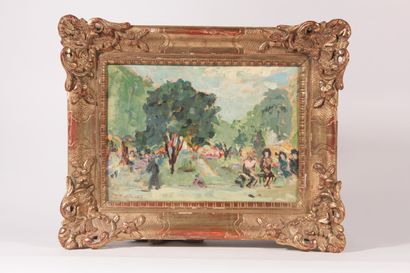 null M. MARCHAND

"A corner of a park, Paris".

Oil on cardboard, signed lower left.

16...