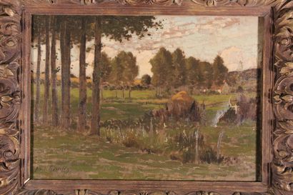 null Albert GOSSELIN (1862-1931/40) 

"Paysage champêtre"

Huile sur toile, signée...
