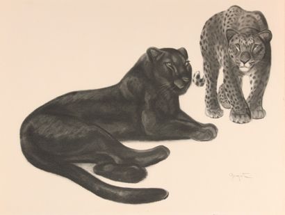 null After Georges Lucien GUYOT (1885-1973)

"Felines"

Three lithographs in black...