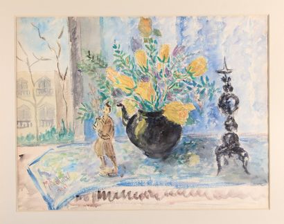 null Madeleine ROUART (1896-1986)

"Composition au vase de fleurs"

Aquarelle, signée...