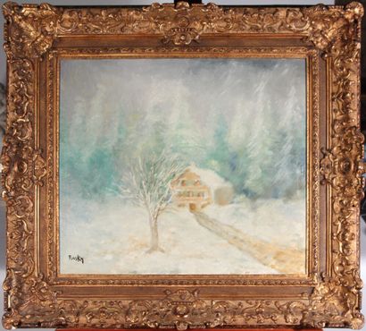 null Marie-Madeleine de RASKY (1897-1982)

"House under the snow".

Oil on canvas...