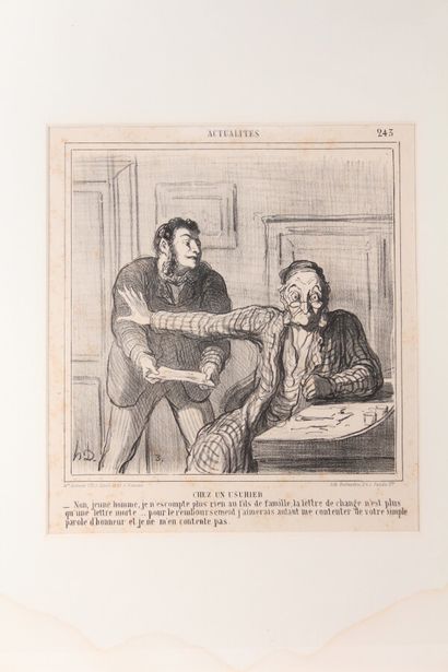 null After Honoré DAUMIER

"At a usurer's house".

Lithograph in black from a satyric...