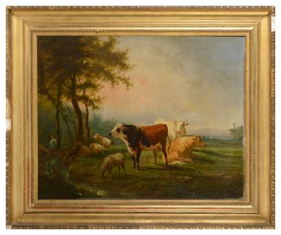 null 
Andrés CORTES Y AGUILAR (1810-1879)




"Herd in the meadow".




Oil on canvas




92...