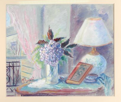 null Madeleine ROUART (1896 - 1986)

"Composition à l'hortensia et au livre"

Aquarelle...
