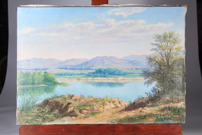 null Russian modern school

"Lake landscape"

Oil on canvas signed lower left and...