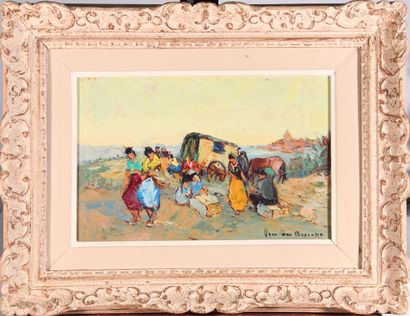 null Jacques VAN DEN BUSSCHE (Born in 1925)

"The gypsies".

Oil on isorel signed...