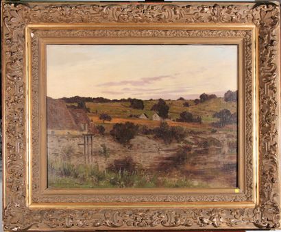 null Albert GOSSELIN (1862-1931/40) 

"The hamlet".

Oil on canvas, signed lower...