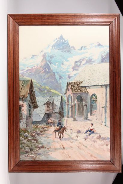 null Louis RAMBAUD (19th - 20th century)

"Chapel of Berraches, Glaciers de la Meije".

Watercolour...