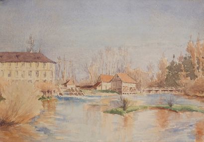 null École fin XIXème/début XXème siècle

"Barrage sur la rivière"

Aquarelle

19...